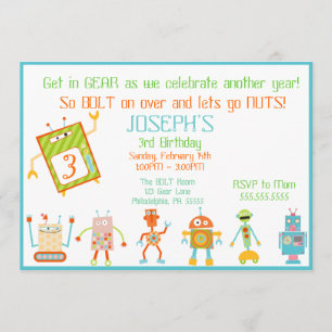 Invitation d'anniversaire de robot