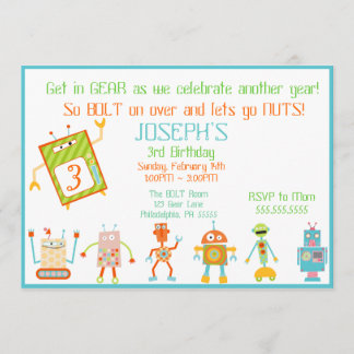 Invitation d'anniversaire de robot
