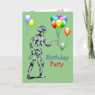 Invitation d'anniversaire de robot avec ballons