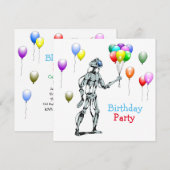 Invitation d'anniversaire de robot avec ballons (Devant / Derrière)