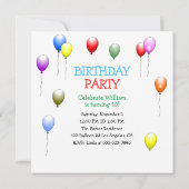 Invitation d'anniversaire de robot avec ballons (Dos)