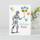 Invitation d'anniversaire de robot avec ballons (Debout devant)