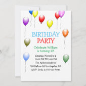 Invitation d'anniversaire de robot avec ballons (Dos)