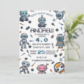Invitation d'anniversaire de robot de technologie (Debout devant)