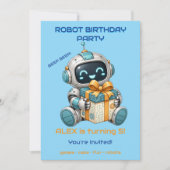 Invitation d'anniversaire de robot garçon tech Bip (Devant)