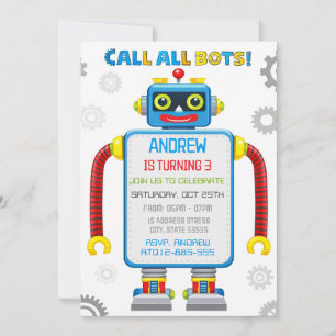 Invitation d'anniversaire de robot personnalisée
