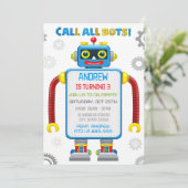 Invitation d'anniversaire de robot personnalisée (Debout devant)