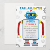 Invitation d'anniversaire de robot personnalisée (Devant / Derrière)
