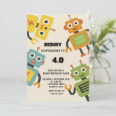 Invitation d'anniversaire de Robot personnalisée p (Debout devant)