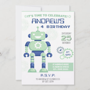 Invitation d'anniversaire de robot personnel