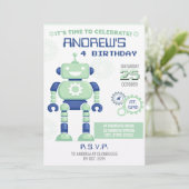 Invitation d'anniversaire de robot personnel (Debout devant)