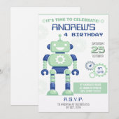 Invitation d'anniversaire de robot personnel (Devant / Derrière)