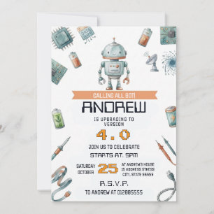 Invitation d'anniversaire de robot personnel peu i