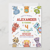 Invitation d'anniversaire de robot pour enfants (Devant)