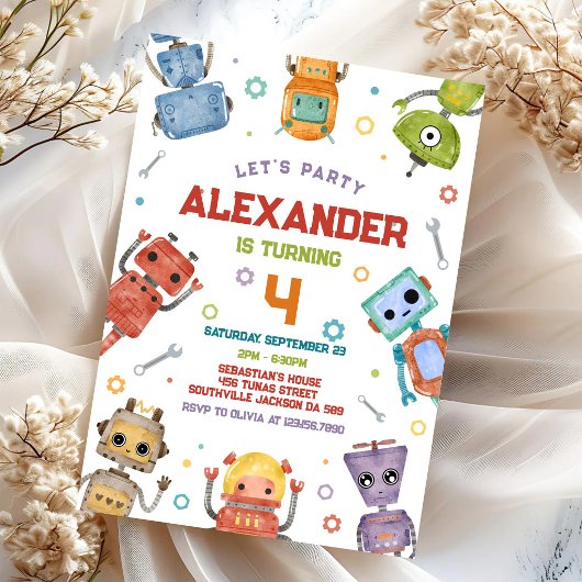 Invitation d'anniversaire de robot pour enfants