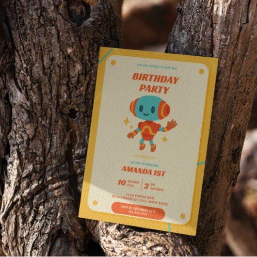 Invitation d'anniversaire de Robot Retro
