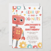 Invitation d'anniversaire de robot, robot robot (Devant)