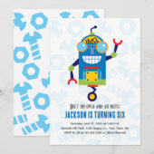 Invitation d'anniversaire de robots (Devant / Derrière)