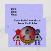 Invitation d'anniversaire de robots cool (Devant / Derrière)