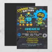 Invitation d'anniversaire de robots personnels (Devant / Derrière)