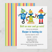 Invitation d'anniversaire de robots Robots (Devant / Derrière)