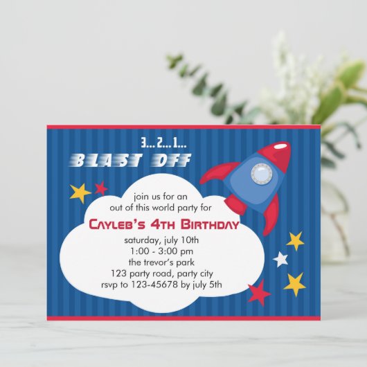 Invitation d'anniversaire de Rocket - invitation (Debout devant)