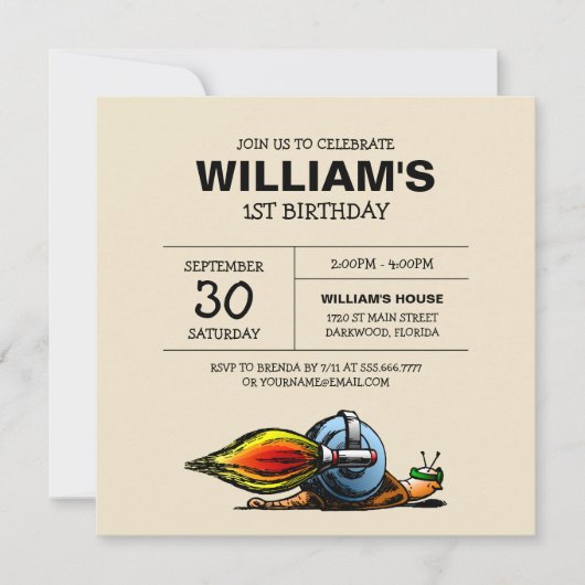 Invitation d'anniversaire de Rocket Snail (Devant)