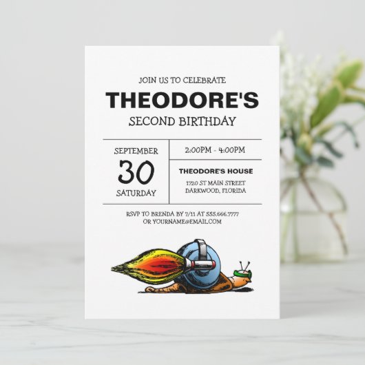 Invitation d'anniversaire de Rocket Snail (Debout devant)