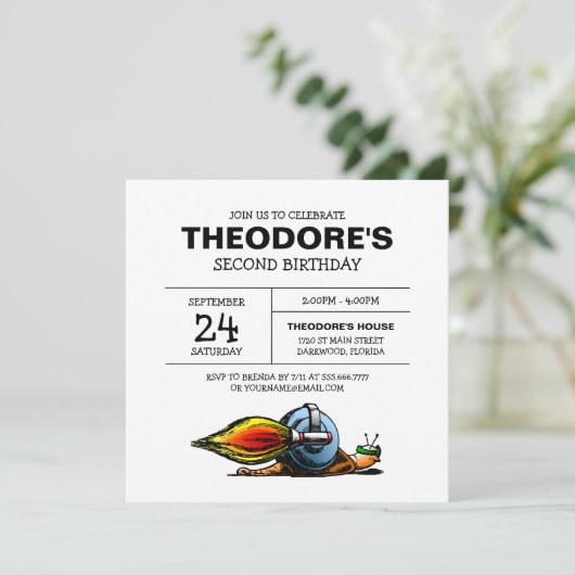 Invitation d'anniversaire de Rocket Snail (Debout devant)