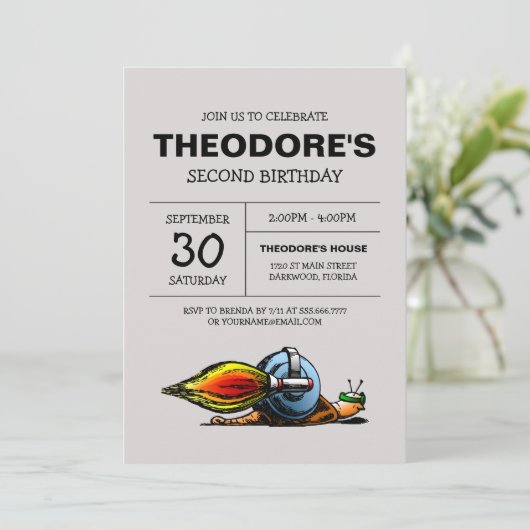 Invitation d'anniversaire de Rocket Snail (Debout devant)