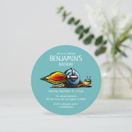 Invitation d'anniversaire de Rocket Snail (Debout devant)