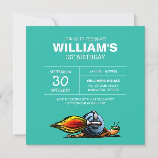 Invitation d'anniversaire de Rocket Snail (Devant)