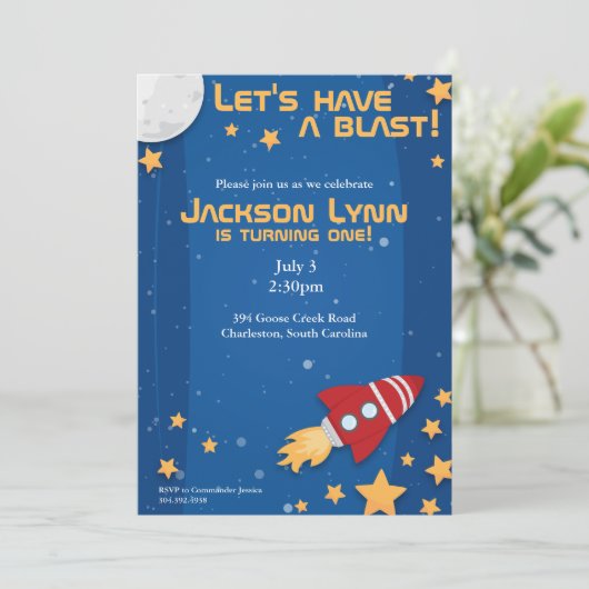 Invitation d'anniversaire de Rocketship (Debout devant)