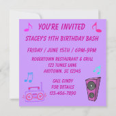 Invitation d'anniversaire de Rockin (Dos)