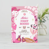 Invitation d'anniversaire de Rodéo Cowboy Rose (Debout devant)