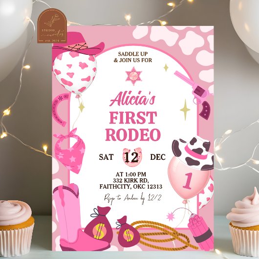 Invitation d'anniversaire de Rodéo Cowboy Rose
