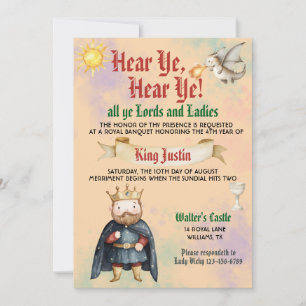 Invitation d'anniversaire de roi médiéval Renaissa