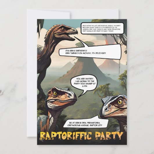 Invitation d'anniversaire de roman graphique sur l (Devant)
