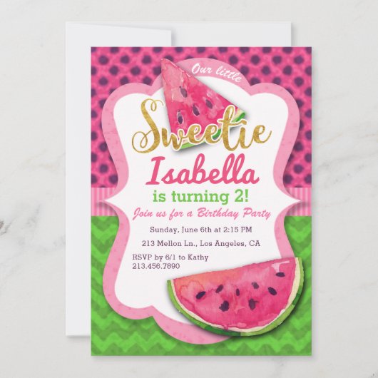 Invitation d'anniversaire de rose d'aquarelle de (Devant)