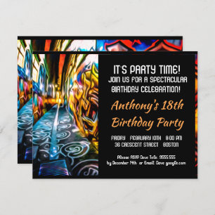 Invitation d'anniversaire de route de graffiti