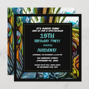 Invitation d'anniversaire de route de graffiti