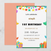 invitation d'anniversaire de rue de sésame personn (Devant / Derrière)