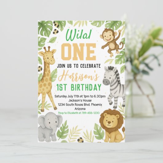 Invitation d'anniversaire de Safari modifiable (Debout devant)
