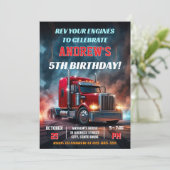 Invitation d'anniversaire de semi-remorque personn (Debout devant)