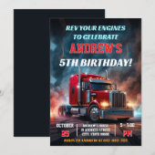 Invitation d'anniversaire de semi-remorque personn (Devant / Derrière)
