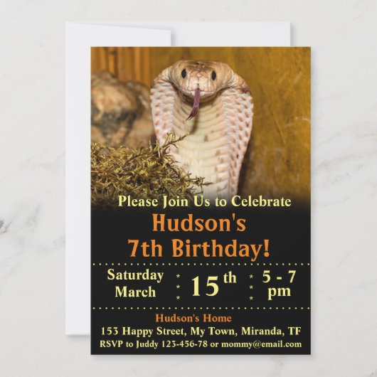 Invitation d'anniversaire de serpent (Devant)