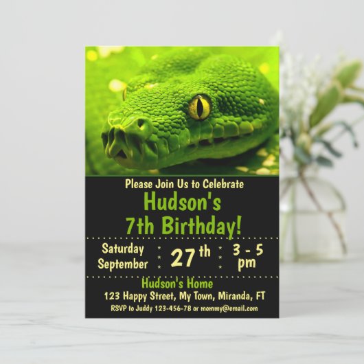 Invitation d'anniversaire de serpent (Debout devant)