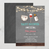Invitation d'anniversaire de shower de bébé au vin (Devant / Derrière)
