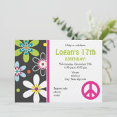 Invitation d'anniversaire de signe de paix - ado (Debout devant)