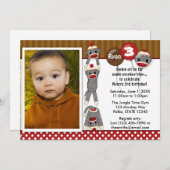 Invitation d'anniversaire de Silly SOCK MONKEY (ph (Devant / Derrière)